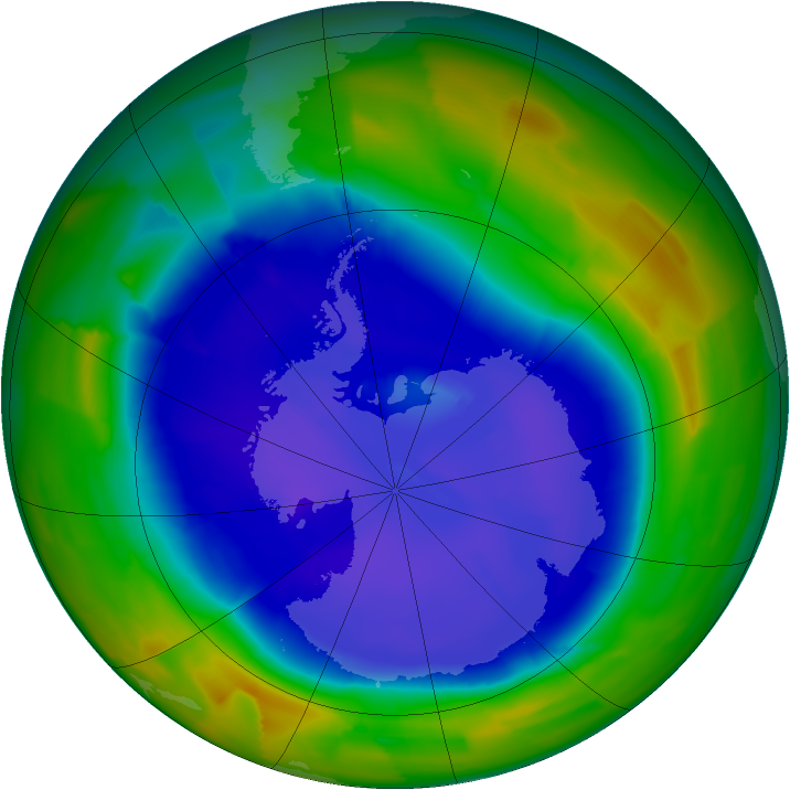 Antarctic ozone map for 12 September 2011